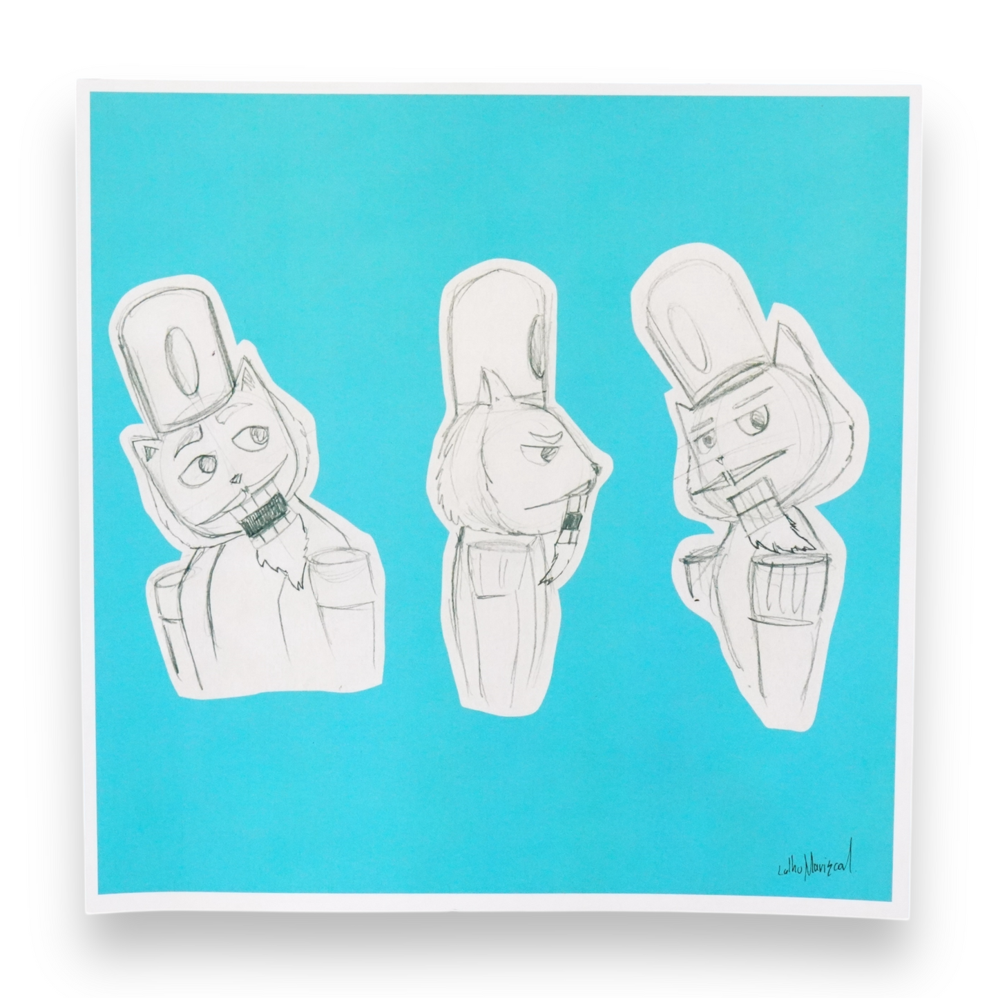 print Catscanueces sketch azul