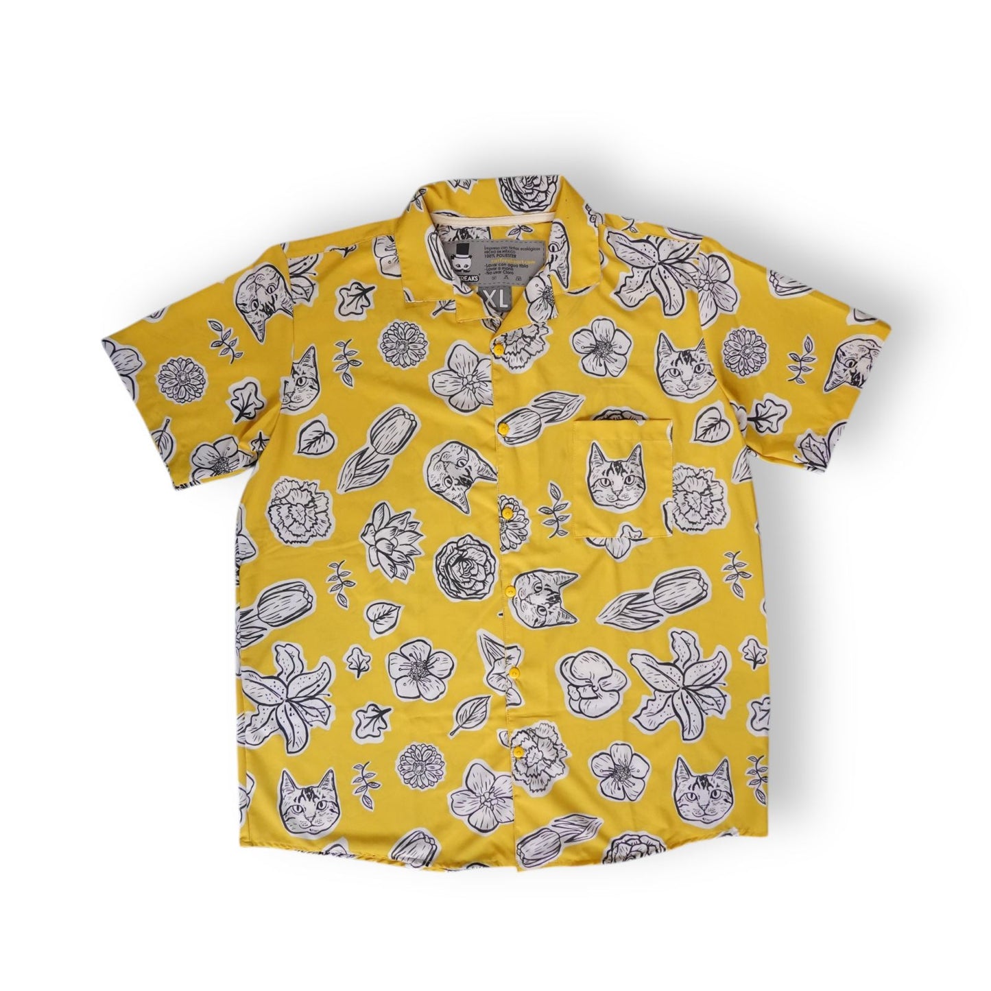 Camisa Gatos Hawái amarilla