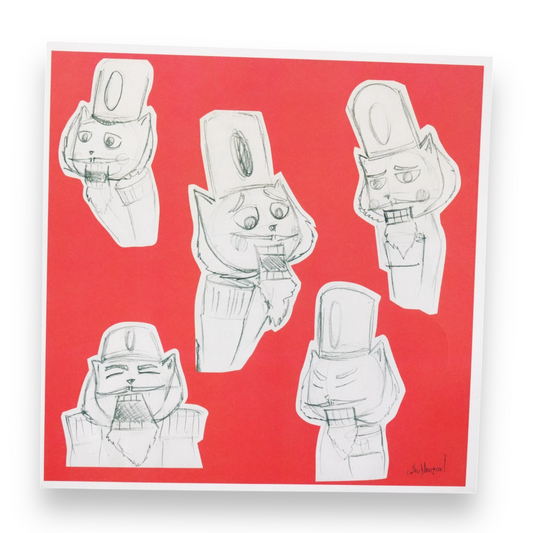 print Catscanueces sketch rojo