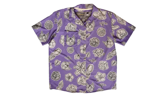 Camisa Gatos Hawái morada