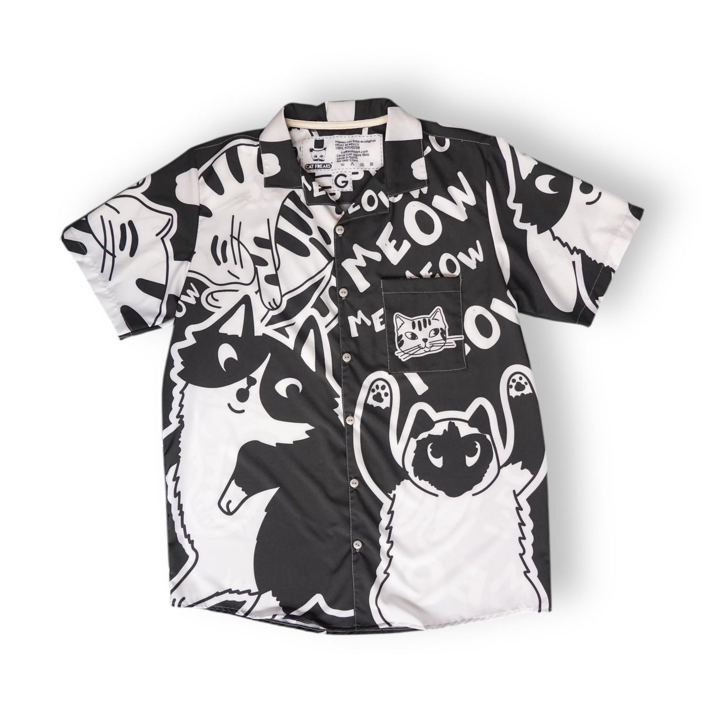 Camisa Meow balnco y negro